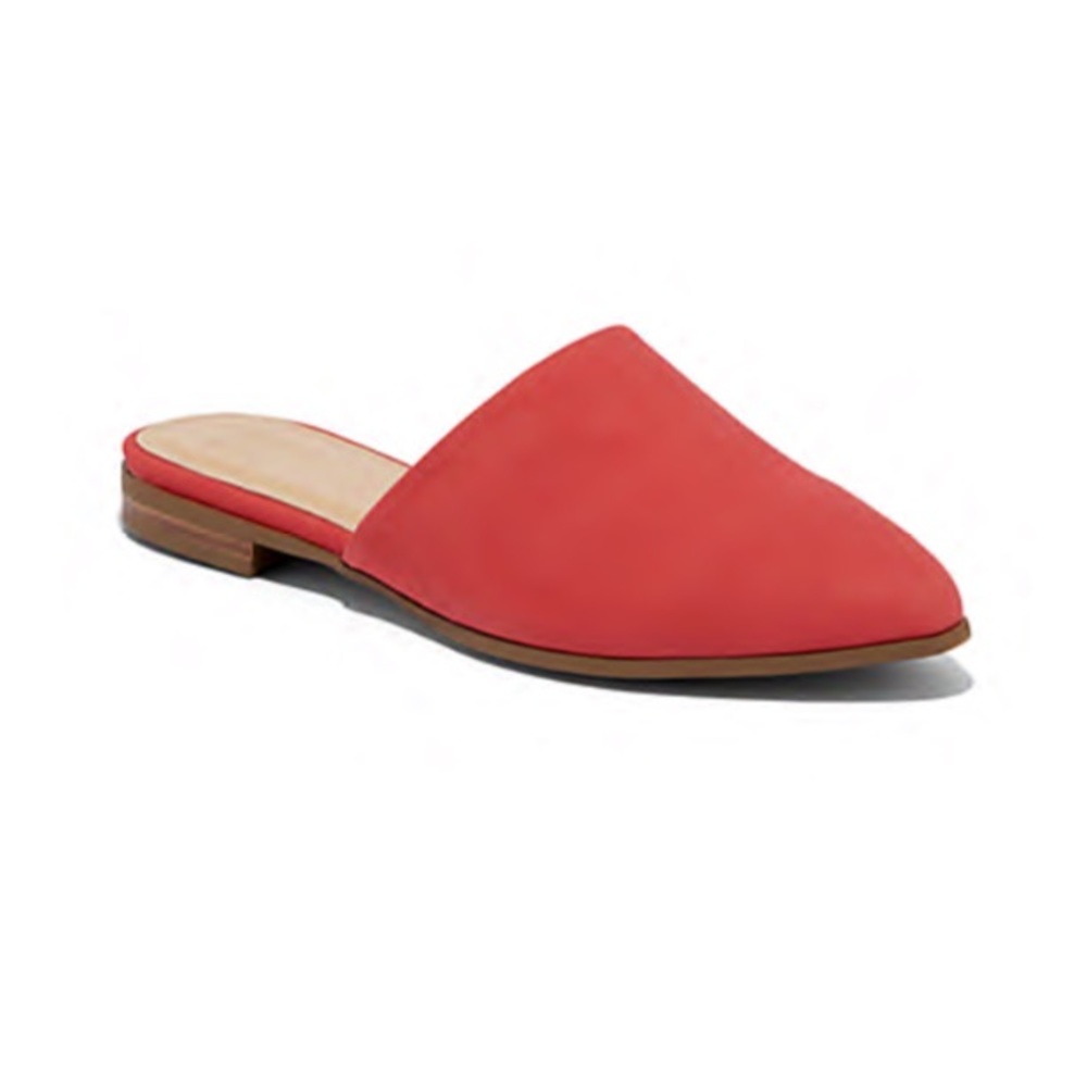Orangey-Red Faux Leather Mule